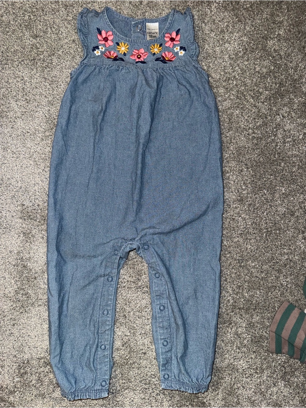 Carter’s 18m denim jumpsuit with floral detail